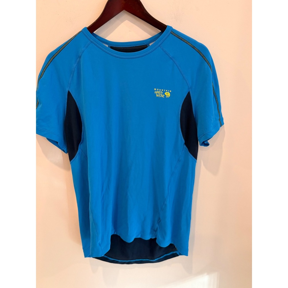 Mountain Hardwear Mens Blue Mesh Panel Performance Short Sleeve Hiking Shirt L